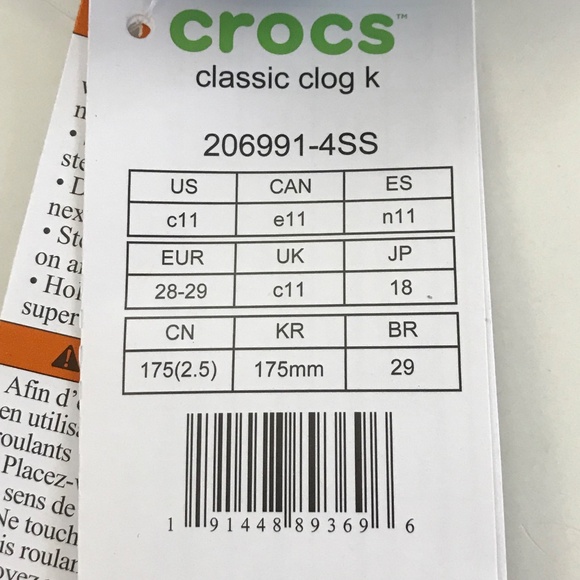 CROCS Kids’ Classic Clog Kids Size C11 Unisex Slip On Mules Clogs Artic Blue NWT - Picture 9 of 16